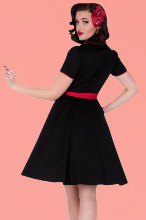 Dolly and Dotty - Sherry Roses Diner Dress Années 50 en Noir 9