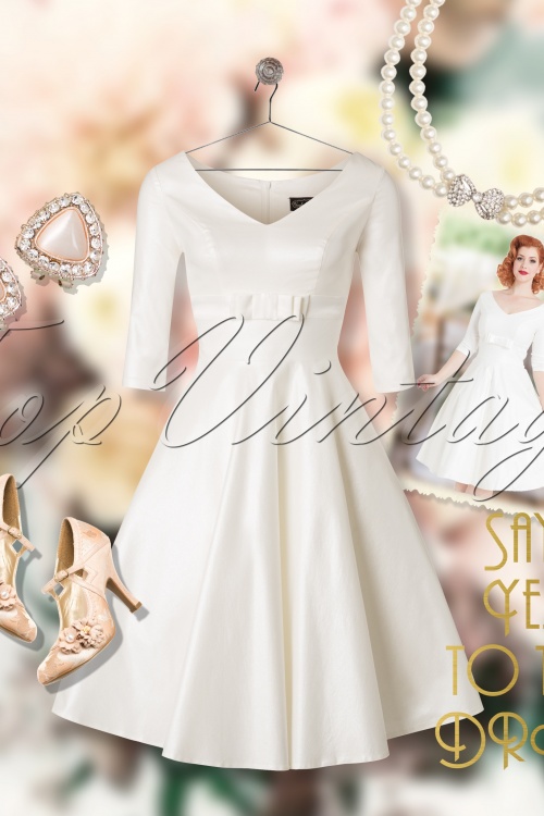Vixen - 50s Dorothy Bridal Swing Dress in Ivory 8