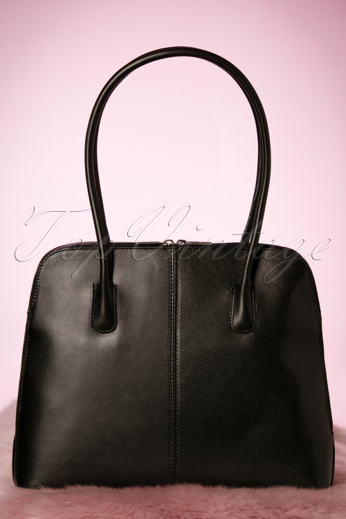 VaVa Vintage - Classic Bag Années 70 en Cuir véritable Noir