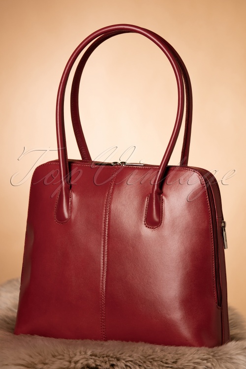 VaVa Vintage - Classic Bag Années 70 en Cuir véritable Rouge cerise 2
