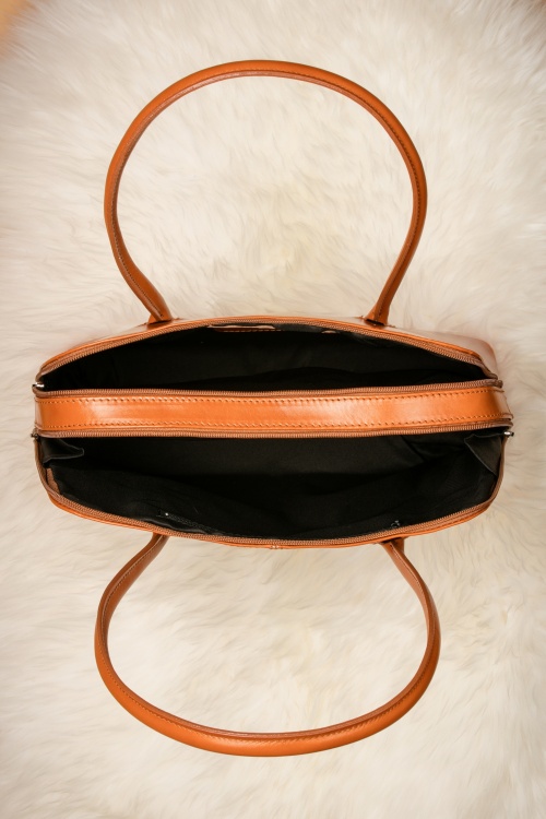 VaVa Vintage - 70s Classic Bag in Cognac Tan genuine leather 6