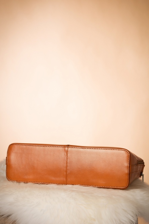 VaVa Vintage - Klassische Tasche aus cognacfarbenem Echtleder 7