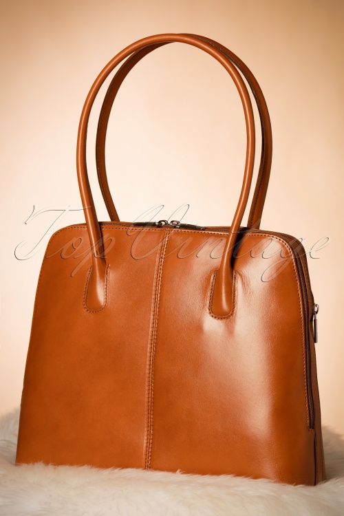 VaVa Vintage - 70s Classic Bag in Cognac Tan genuine leather 2