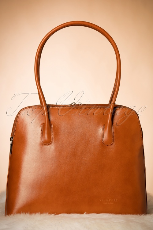 VaVa Vintage - Classic Bag Années 70 en Cuir véritable Brun clair 5