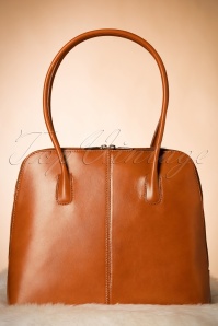VaVa Vintage - 70s Classic Bag in Cognac Tan genuine leather