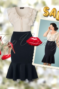 Banned Retro - 50s History Repeats Pencil Skirt in Navy 5