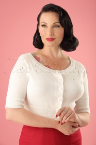 Banned Retro - 50s Raven Cardigan in Ivory White