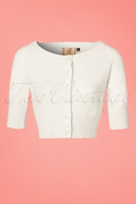 Banned Retro - 50s Raven Cardigan in Ivory White 2