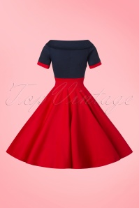 Dolly and Dotty - 50s Darlene Swing Dress in Navy and Red 7