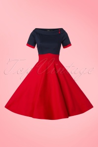 Dolly and Dotty - 50s Darlene Swing Dress in Navy and Red 3