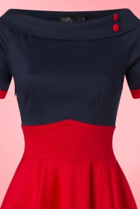 Dolly and Dotty - 50s Darlene Swing Dress in Navy and Red 4