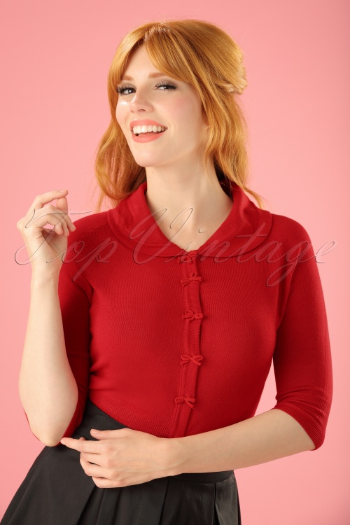 Banned Retro - April Bow Cardigan in Rot