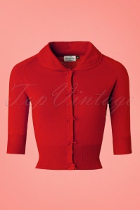 Banned Retro - 40s April Bow Cardigan in Red 2