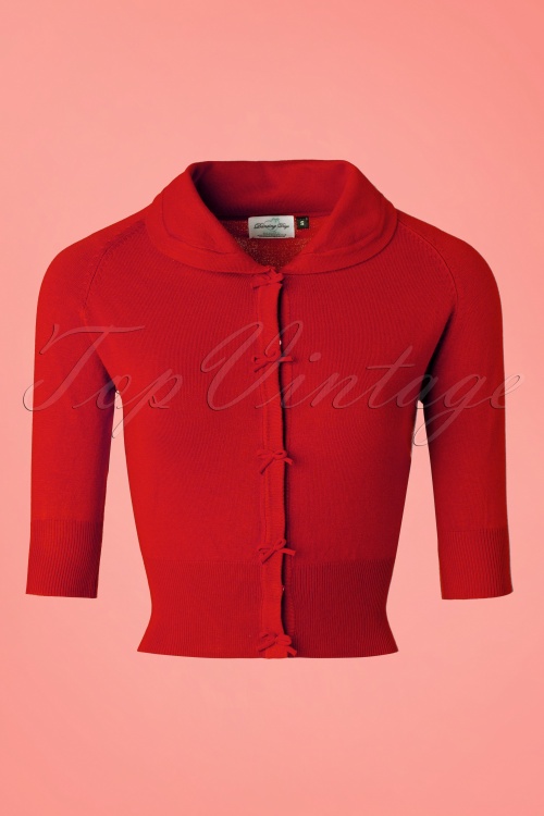 Banned Retro - April Bow Cardigan in Rot 2
