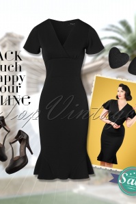 Vintage Chic for Topvintage - 50s Peggy Waterfall Pencil Dress in Black 6