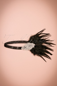 Unique Vintage - 20s Gladys Coque Feather Headband in Black 2