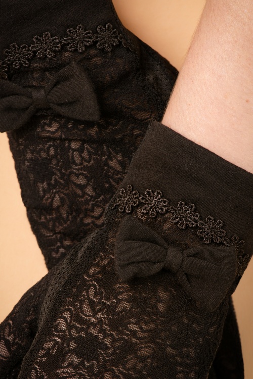 Unique Vintage - Ruth kanten handschoenen in zwart 4