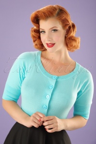 Banned Retro - 50s Raven Cardigan in Light Blue