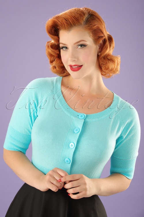 Banned Retro - 50s Raven Cardigan in Light Blue