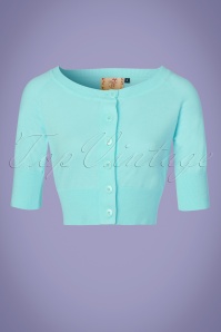 Banned Retro - 50s Raven Cardigan in Light Blue 2
