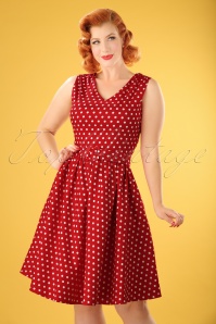 Dolly and Dotty - 50s Wendy Polkadot Swing Dress in Red