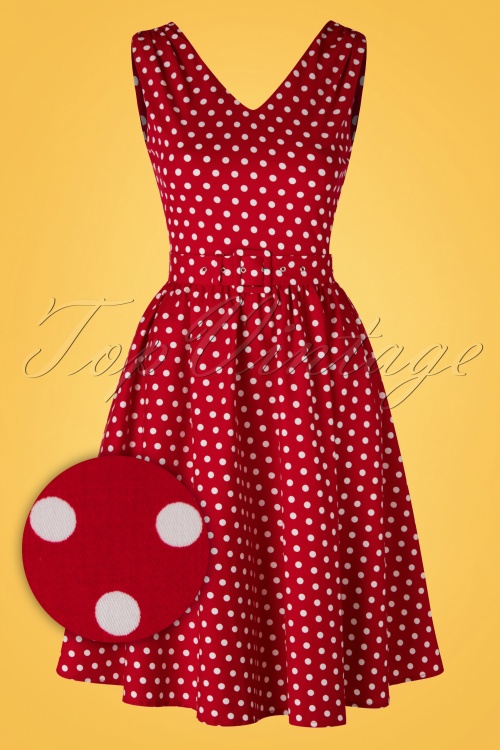 Dolly and Dotty - 50s Wendy Polkadot Swing Dress in Red 2