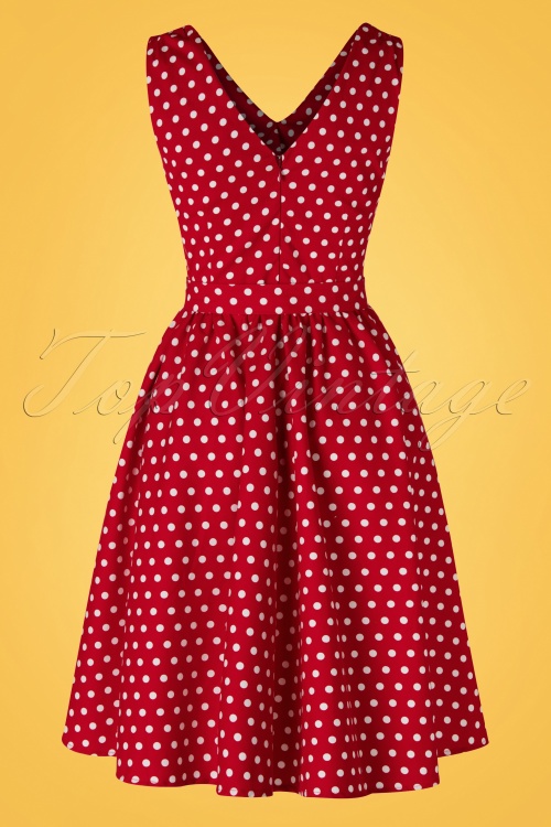 Dolly and Dotty - 50s Wendy Polkadot Swing Dress in Red 6