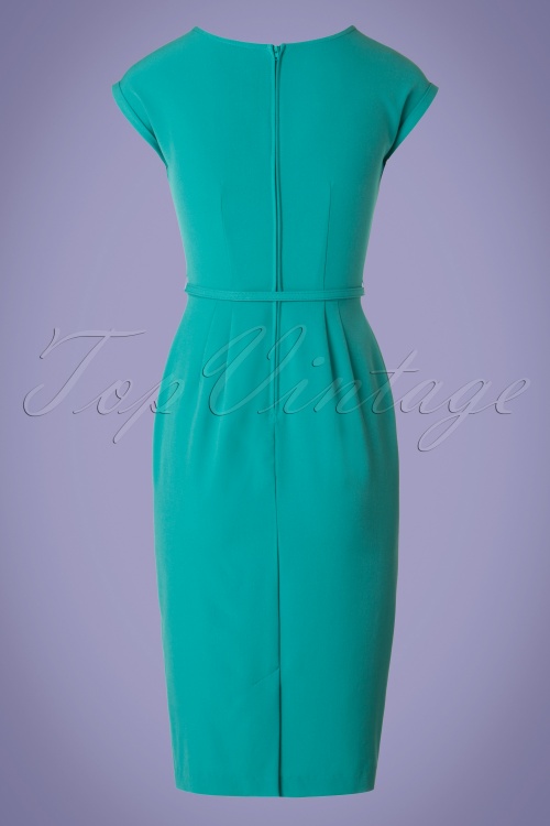 Stop Staring! - 40s Timeless Pencil Dress in Turquoise 6