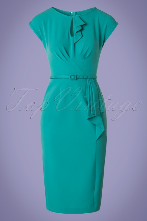 Stop Staring! - 40s Timeless Pencil Dress in Turquoise 3