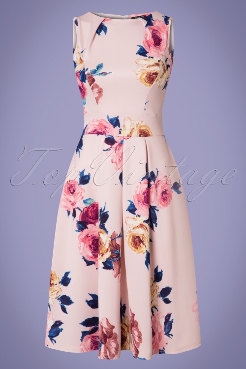 Vintage Chic for Topvintage - Veronica Floral Flare Dress Années 50 en Rose Pastel 2