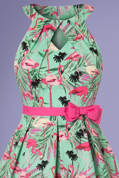 Lindy Bop - Cherel Flamingo-Swing-Kleid in Blaugrün 3
