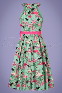 Lindy Bop - Cherel Flamingo-Swing-Kleid in Blaugrün 5