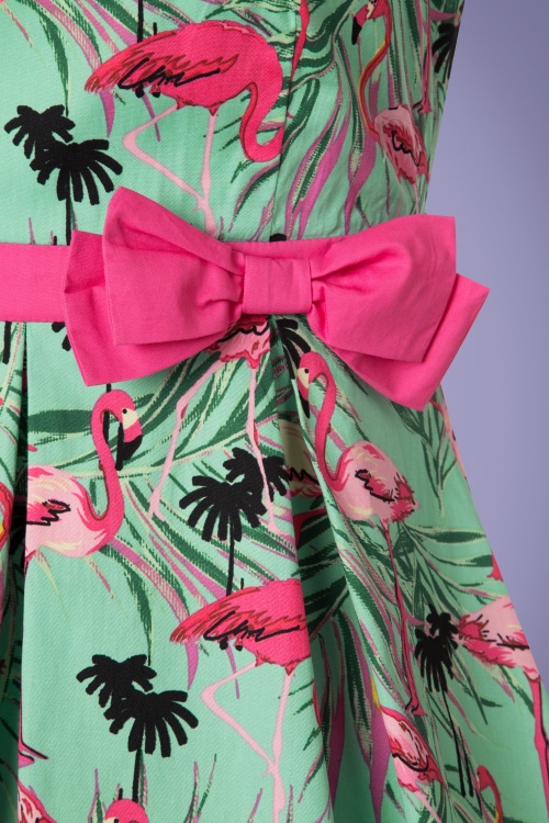 Lindy Bop - 50s Cherel Flamingo Swing Dress in Teal 4