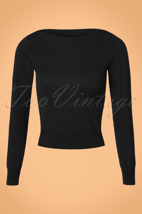 King Louie - 50s Boatneck Cottonclub Top in Black 2