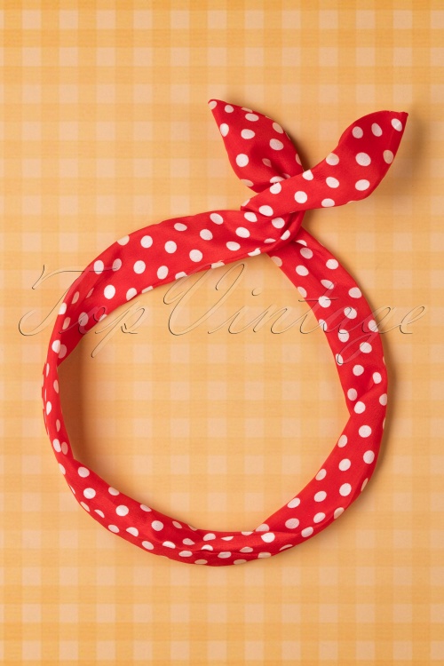 Collectif Clothing - Pin-Up Dot Hair Scarf Années 50 en Rouge et Blanc