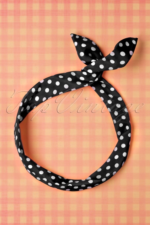 Collectif Clothing - Pin-Up Dot Hair Scarf Années 50 en Noir et Blanc