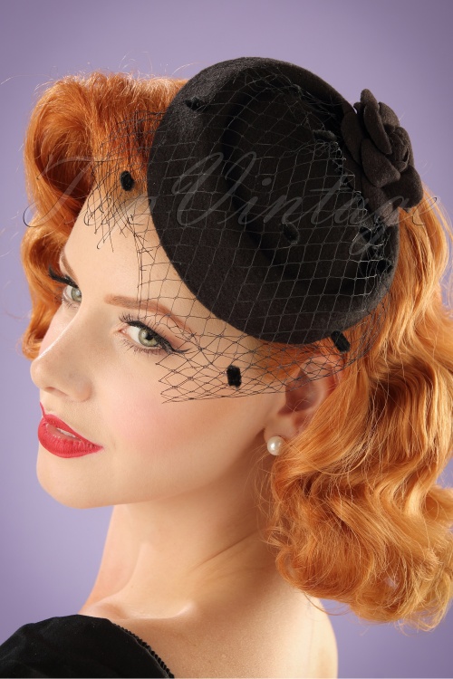 Collectif Clothing - 50s Jemima Wool Hat in Black
