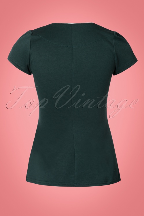 Steady Clothing - 50s Sophia Piped Top in Hunter Green 3