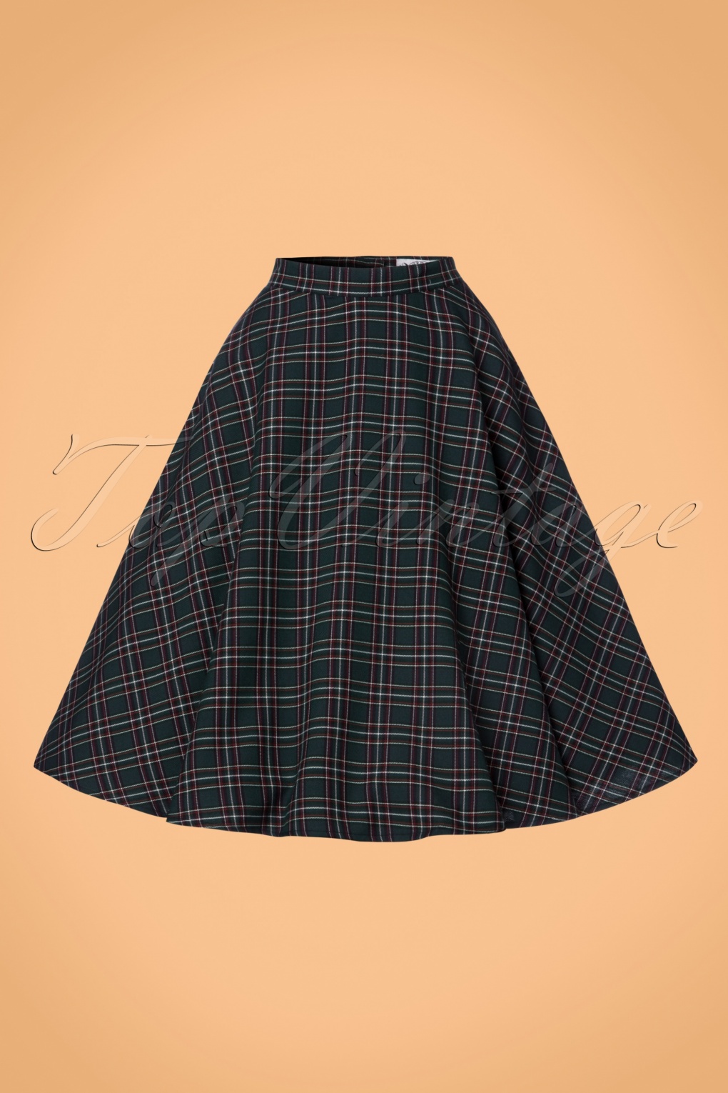 50s Peebles Tartan Swing Skirt in Green