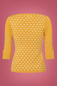 Banned Retro - Charming Heart Knit Sweater Années 60 en Moutarde 4