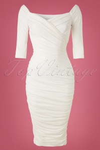 Pinup Couture - 50s Monica Dress in Antique Off White from Laura Byrnes Black Label 4