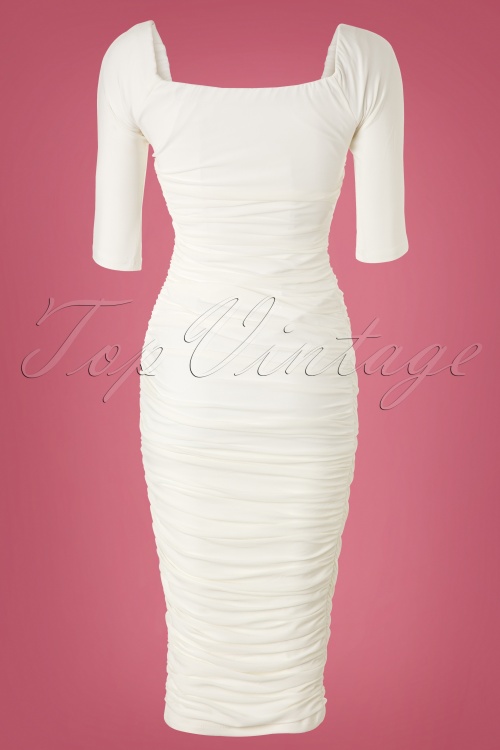 Pinup Couture - 50s Monica Dress in Antique Off White from Laura Byrnes Black Label 7