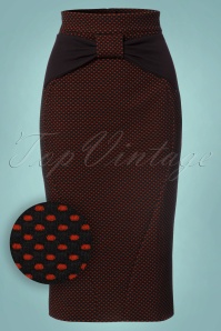 Miss Candyfloss - Victoria Polkadot Pencil Skirt Années 50 in Red and Black 2