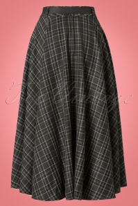 Vixen - 50s Bridget Tartan Flare Skirt in Grey 4