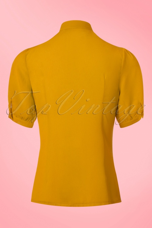 Vixen - 40s Candice Bow Blouse in Mustard Yellow 3