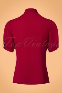Vixen - 40s Candice Bow Blouse in Dark Red 3