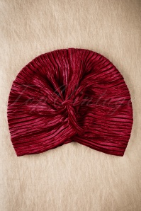 Vixen - 20s Viola Velvet Turban Hat in Red  4