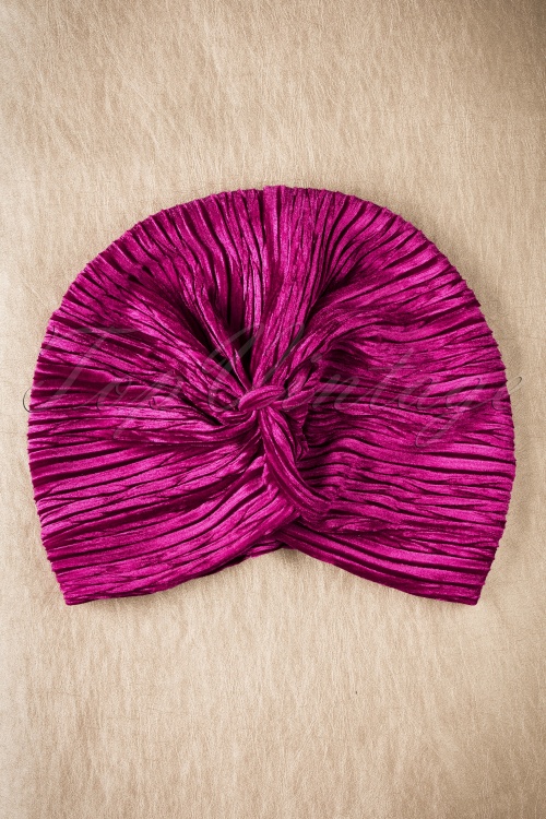 Vixen - 20s Viola Velvet Turban Hat in Pink 4