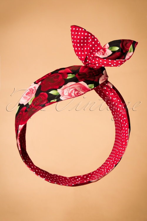 Be Bop a Hairbands - 50s I Want Polkadots and Roses In My Hair Scarf in Red