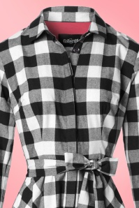 Collectif Clothing - Mara geruite blouse-jurk in zwart en wit 4